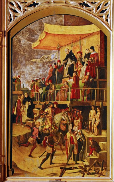 Autodafé svatého Dominga de Guzmana (malba na dřevě) od Pedro Berruguete