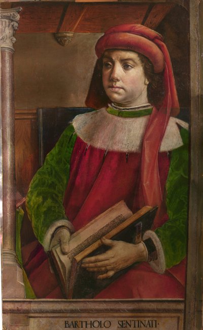 Bartole en latin Bartolus de Saxoferrato (1313-1356) - Bartolus de Saxoferrato par Berruguete, Pedro (1450-1503). Olej na dřevě, rozměr: 95x57, ca. 1473-1475, Galleria Nazionale delle Marche, Urbino od Pedro Berruguete