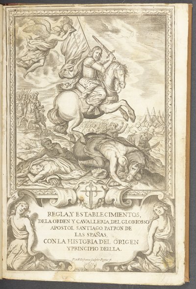 Svatý Jakub na koni, z „Pravidla a zřízení Cavalleria de Santiago“ od Pedro de Villafranca