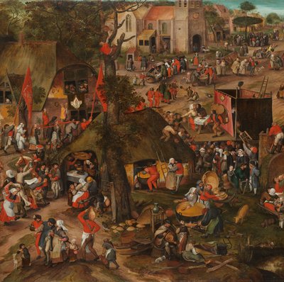 Vlámský Kermis s představením frašky „Een cluyte van Plaeyerwater“ Představení frašky „Een Cluyte van Plaeyerwater“ (Hrudka z Plaeyerwater) ve vlámském Kermis od Peeter Baltens