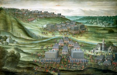Rozmístění vojsk na Bílé hoře v první fázi bitvy na Bílé hoře ve dnech 7.-8. listopadu 1620, obraz Pietera Snayerse (1592-1667) dochovaný v kostele Santa Maria della Vittoria, Řím od Peeter Snayers