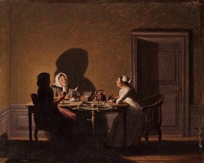 Reading by Candlelight, par Hillestroem, Pehr (1732-1816). Olej na plátně, rozměr : 41,5x51,5, , Soukromá sbírka od Pehr Hilleström