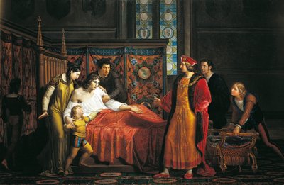 Karel VIII. na návštěvě umírajícího Giana Galeazza Sforzu na hradě Pavia od Pelagio Palagi