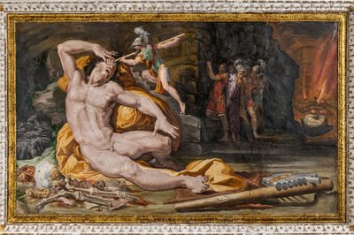 Odysseus oslepující Polyféma, detail z Polyfémovy komnaty od Pellegrino Tibaldi