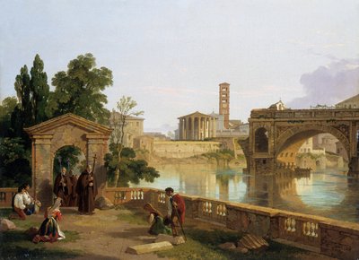 „Tiber s chrámem Vesty“, 1828 od Penry Williams