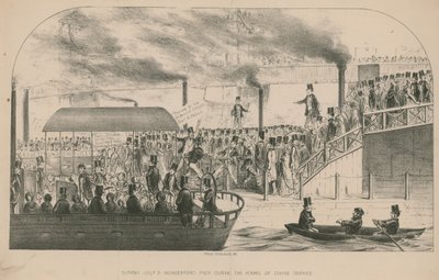 Hungerford Pier během hodin služby Boží od Percy Cruikshank