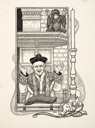 Mimika, ze Sto anekdot o zvířatech, hospoda. 1924 (rytina) od Percy J. Billingshurst