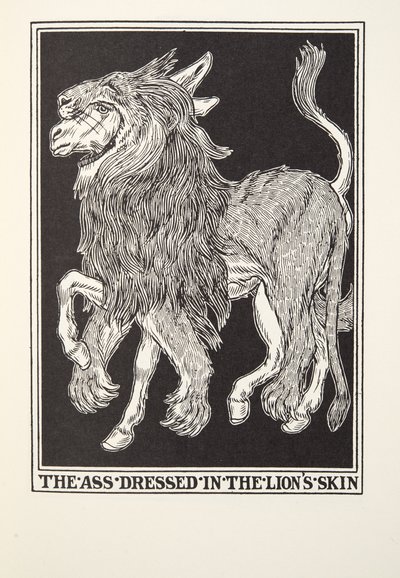 The Ass Dressed in the Lions Skin, from Fontaine Fables, pub. 1905 od Percy J. Billingshurst