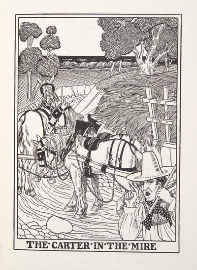 Carter in the Mire, z Fontaine Fables, hospoda. 1905 (rytina) od Percy J. Billingshurst