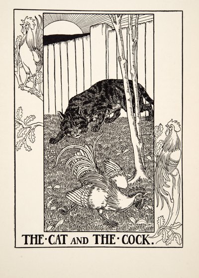 Kočka a kohout, ze sta Ezopových bajek, pub.1903 od Percy J. Billingshurst