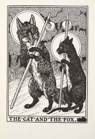 Kočka a liška, z Fontaine Fables, hospoda. 1905 od Percy J. Billingshurst