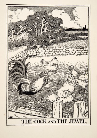 Kohout a klenot, ze Sto bajek Ezopových, pub.1903 od Percy J. Billingshurst