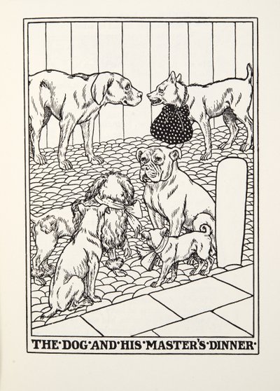 The Dog and his Masters Dinner, z Fontaine Fables, hospoda. 1905 od Percy J. Billingshurst
