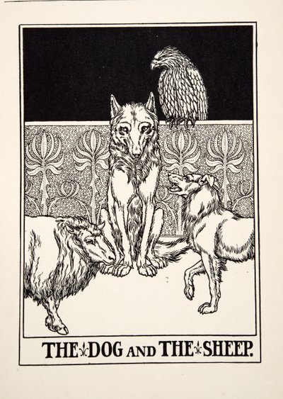 Pes a ovce, ze sta Ezopových bajek, pub.1903 od Percy J. Billingshurst