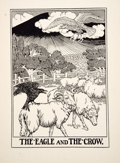 Orel a vrána, ze sta Ezopových bajek, pub.1903 od Percy J. Billingshurst