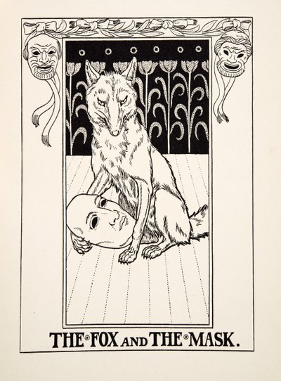 Liška a maska, od Sto bajek Ezop, pub.1903 od Percy J. Billingshurst