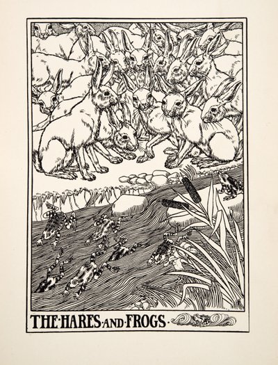 Zajíci a žáby, ze sta Ezopových bajek, pub.1903 od Percy J. Billingshurst