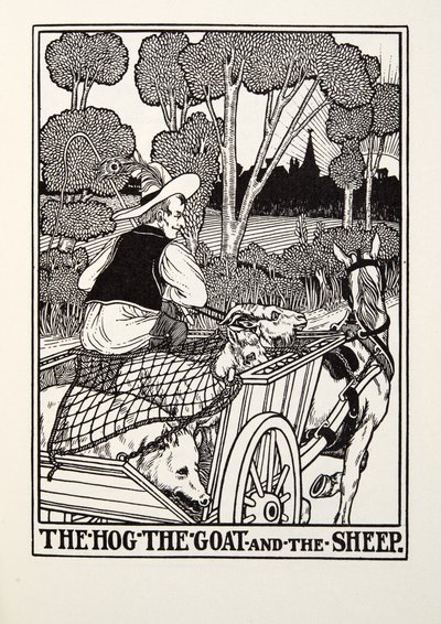 Hog, the Goat and the Sheep, from Fontaine Fables, pub. 1905 od Percy J. Billingshurst