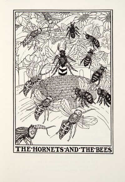 The Hornets and the Bees, from Fontaine Fables, pub. 1905 (rytina) od Percy J. Billingshurst