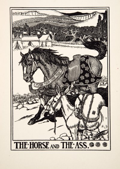 Kůň a osel, ze sta Ezopových bajek, pub.1903 od Percy J. Billingshurst