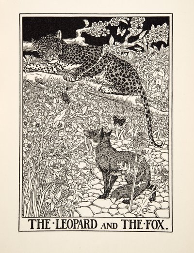Leopard a liška, ze sta Ezopových bajek, pub.1903 od Percy J. Billingshurst