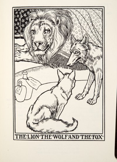 Lev, vlk a liška, z Fontaine Fables, hospoda. 1905 od Percy J. Billingshurst