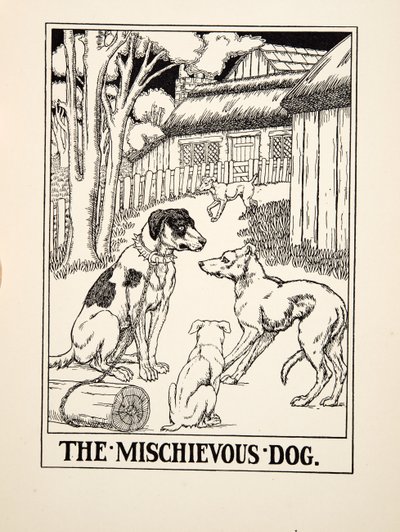 Zlomyslný pes, ze sta Ezopových bajek, pub. 1903 (rytina) od Percy J. Billingshurst
