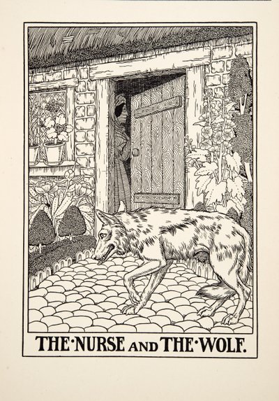 Sestřička a vlk, ze Sto Ezopových bajek, pub.1903 od Percy J. Billingshurst