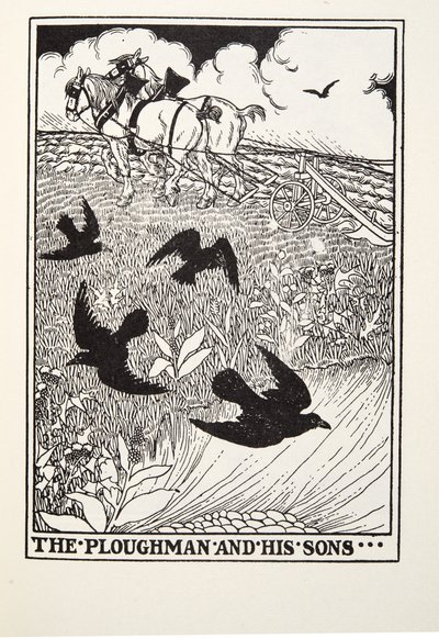 Oráč a jeho synové, z Fontaine Fables, hospoda. 1905 od Percy J. Billingshurst