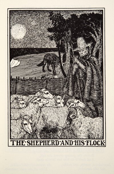 Pastýř a jeho stádo, z Fontaine Fables, hospoda. 1905 od Percy J. Billingshurst