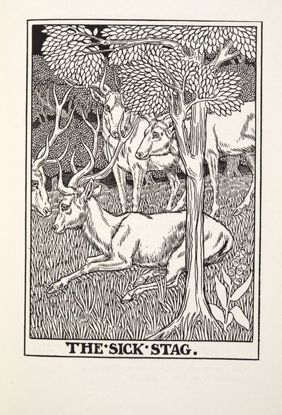 The Sick Stag, from Fontaine Fables, pub. 1905 od Percy J. Billingshurst