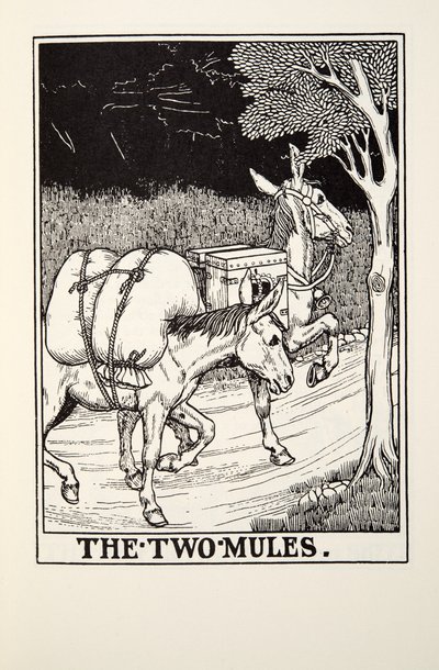 The Two Mules, from Fontaine Fables, pub. 1905 od Percy J. Billingshurst