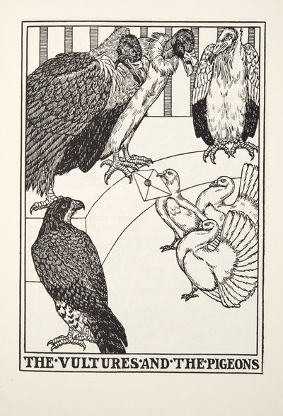 The Vultures and the Pigeons, z Fontaine Fables, hospoda. 1905 od Percy J. Billingshurst