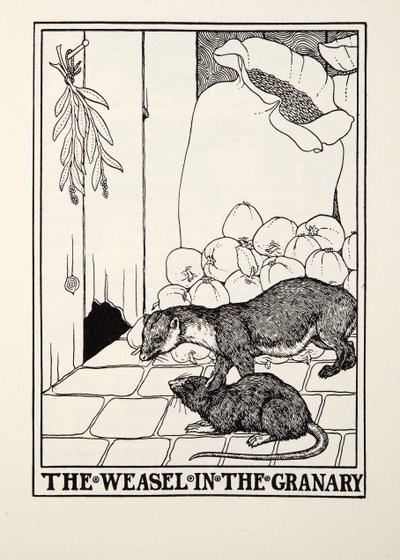 Weasel in the Granary, od Fontaine Fables, hospoda. 1905 od Percy J. Billingshurst