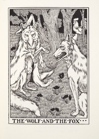 Vlk a liška, z Fontaine Fables, hospoda. 1905 od Percy J. Billingshurst