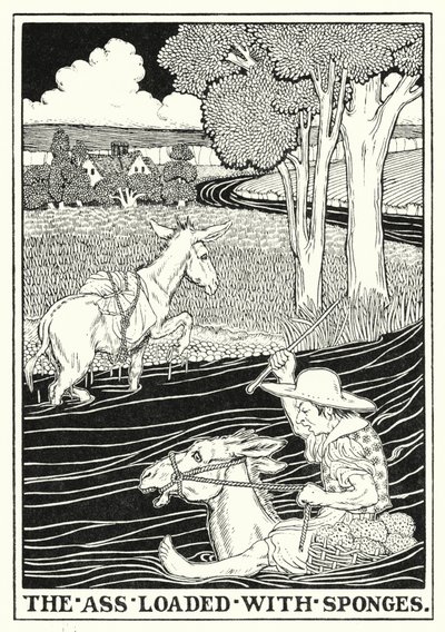 Bajky La Fontaine: Zadek naložený houbami (litho) od Percy James Billinghurst