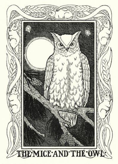 Bajky La Fontaine: Myši a sova (litho) od Percy James Billinghurst