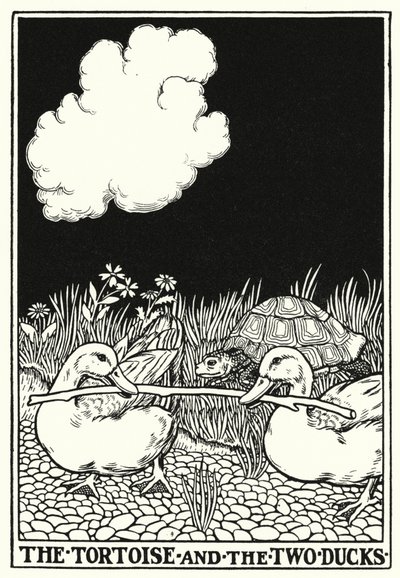 Bajky La Fontaine: Želva a dvě kachny (litho) od Percy James Billinghurst