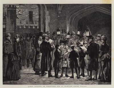 Zpívání koled na Štědrý den v paláci Hampton Court od Percy Macquoid