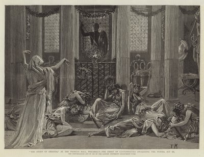 Příběh Oresta, v Knížecí síni, Piccadilly, duch Clytemnestra probouzející zuřivosti, dějství III od Percy Macquoid