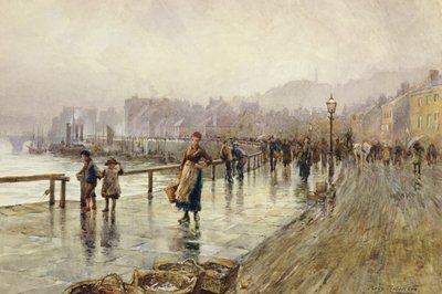 Mokrý den ve Whitby (akvarel na papíře) od Percy Robertson