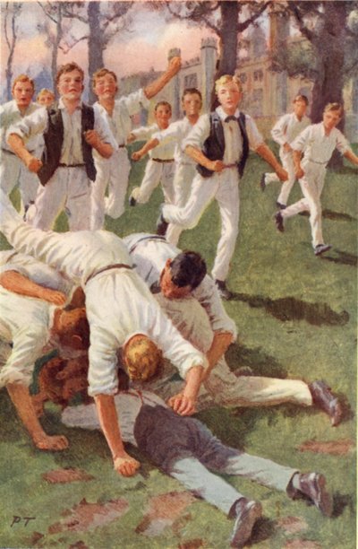 Dva se spolu vrhají a vrhají se na míč (barva lito) od Percy Tarrant