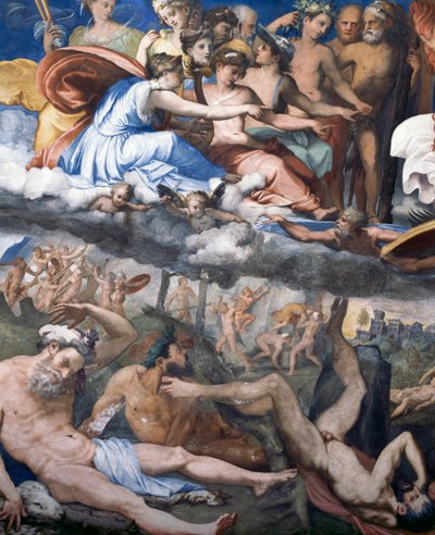 Pád obrů nebo Jupiter vrhající blesky na vzpurné obry od Perino del Vaga