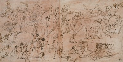 Studie válečníků, jezdců a lvů, 1528-33 od Perino del Vaga