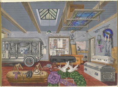 Garáž pohřební síně, 1917 od Perkins Harnly