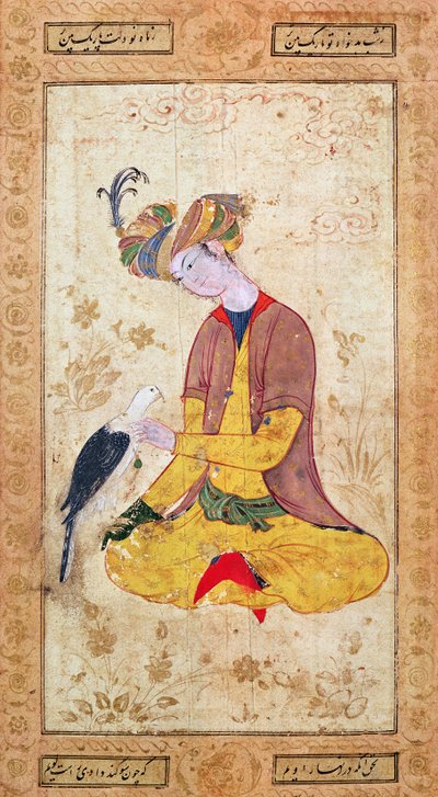 Lovec hladí svého sokola od Persian School