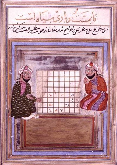 Hráči šachu, stránka z Pojednání o šachu, raný Safavid, druhá polovina 16. století (inkoust na papíře) od Persian School