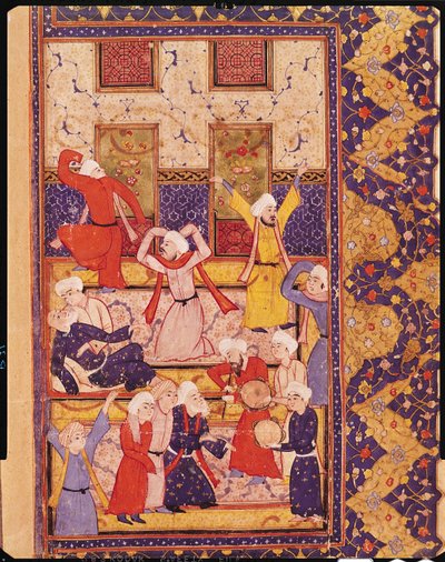 Fol.5r Iniciační tanec, z knihy básní Hafize Shiraziho (asi 1325-1388) od Persian School