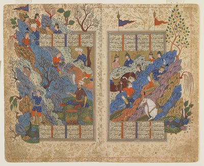 Gudarz zabije Pirana na hoře od Shahnamy od Persian School