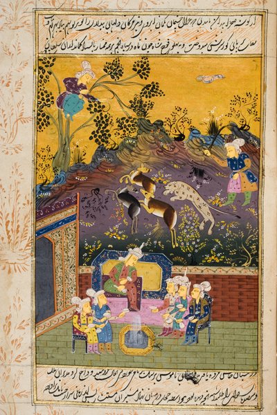 Lovci a oblíbenci pijící s noblesou nebo králem (neprůhledné wc a zlato na papíře) (podrobnosti viz 272920) od Persian School